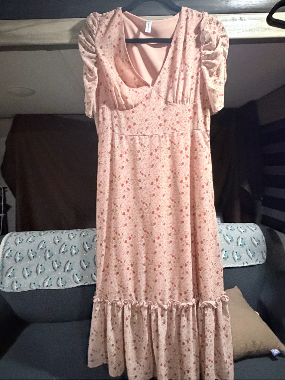 Pink western Puff-Sleeve Dress